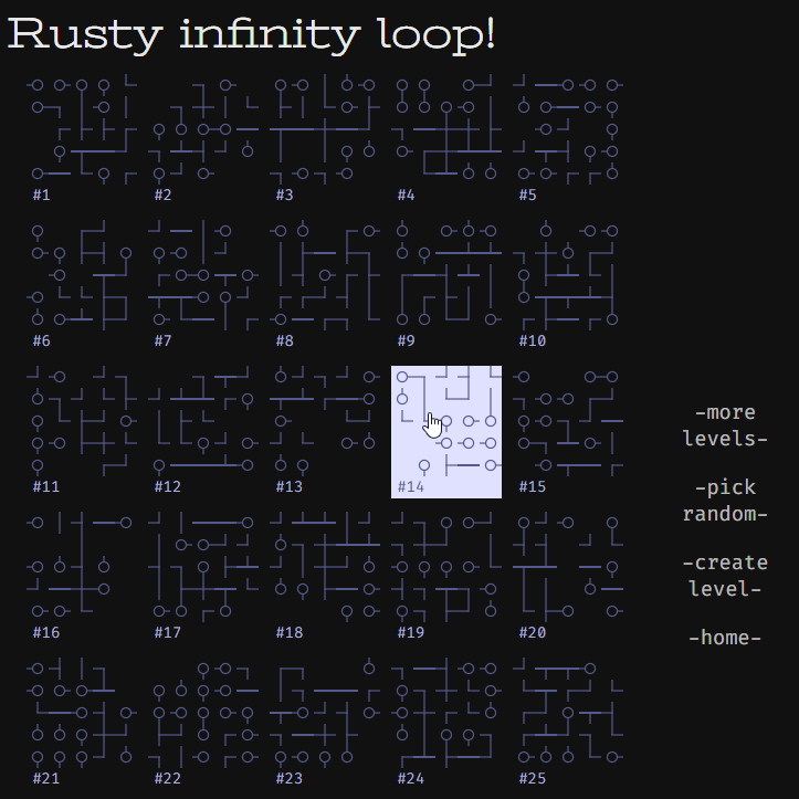 Level browser showing multiple levels available for play.